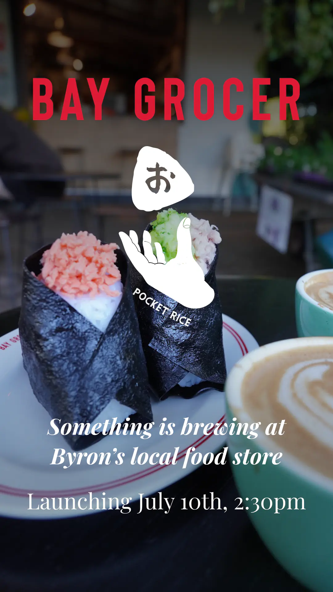 Instagram story announcement post for the Pocket Rice and Bay Grocer collaboration