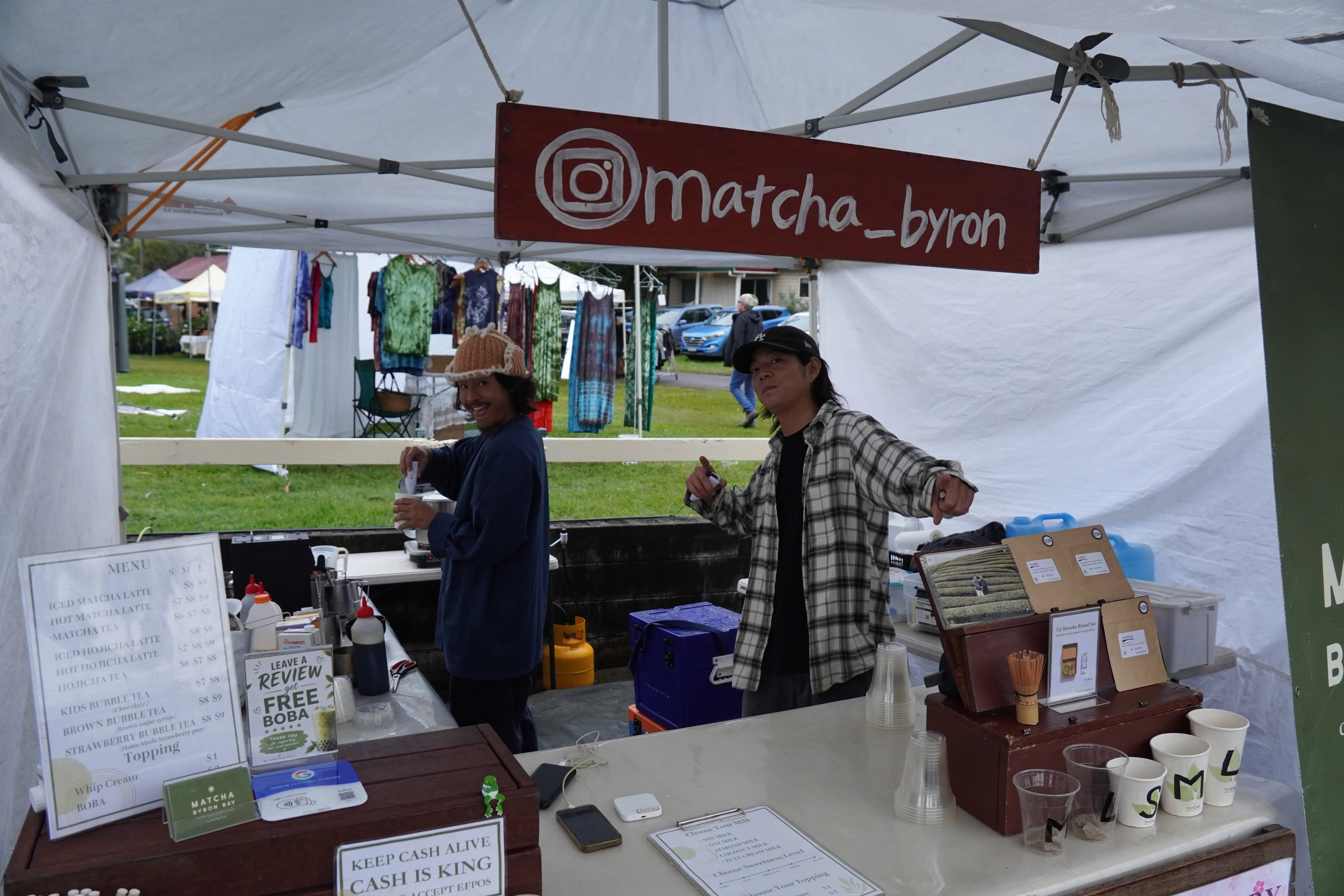 Matcha Byron stall at Bangalow Markets