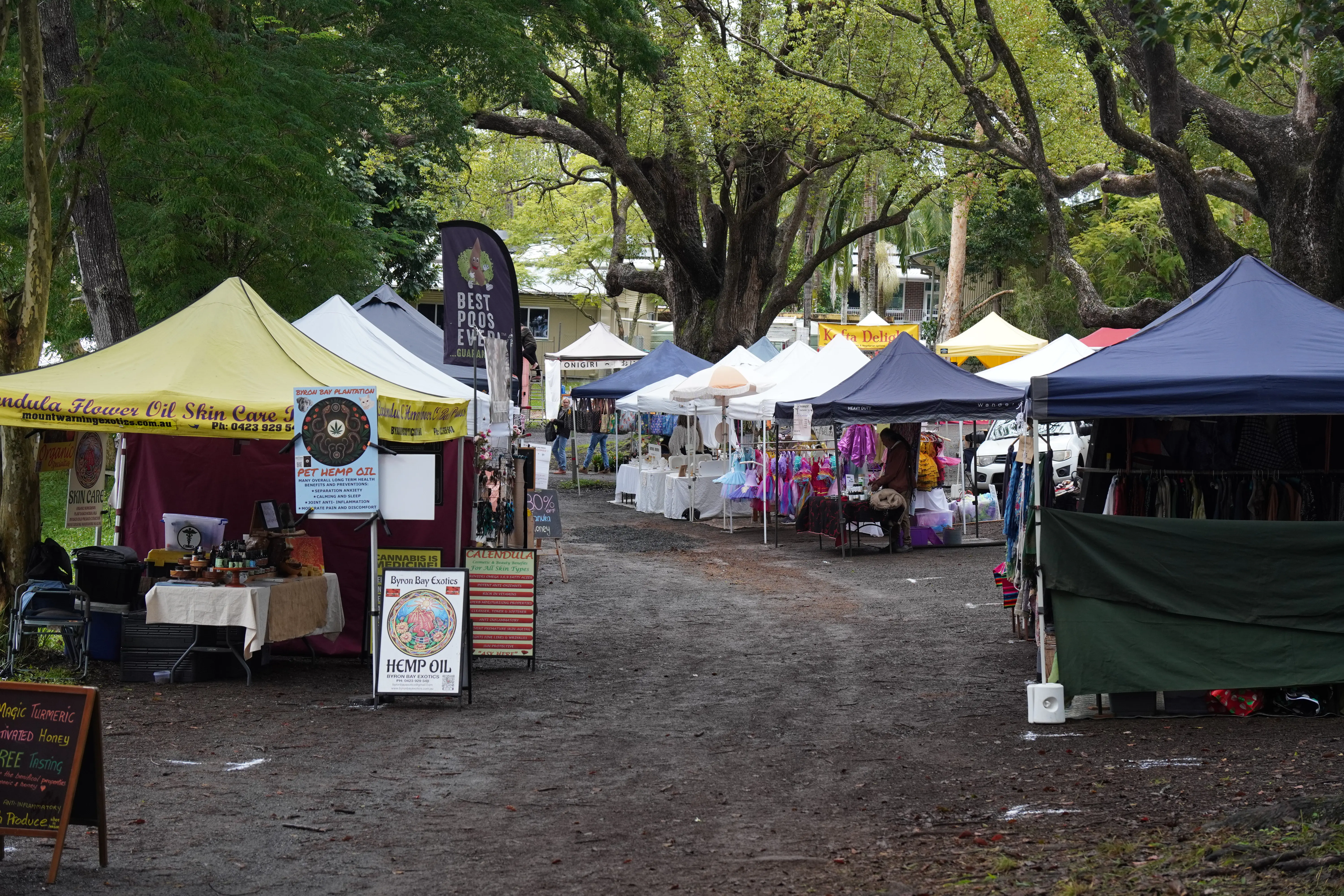 People and stalls at Bangalow Markets