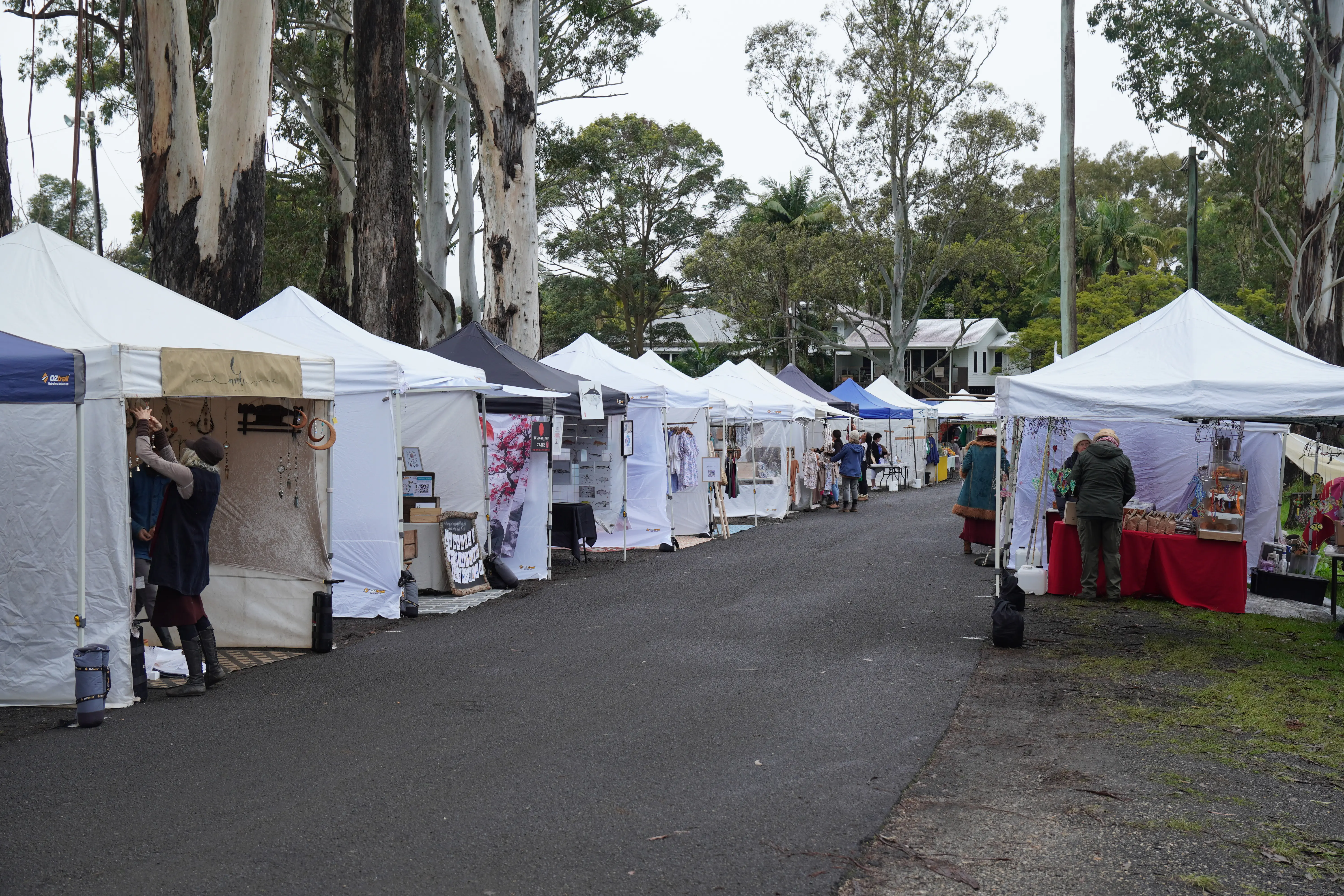 Bangalow Markets stalls and local shoppers