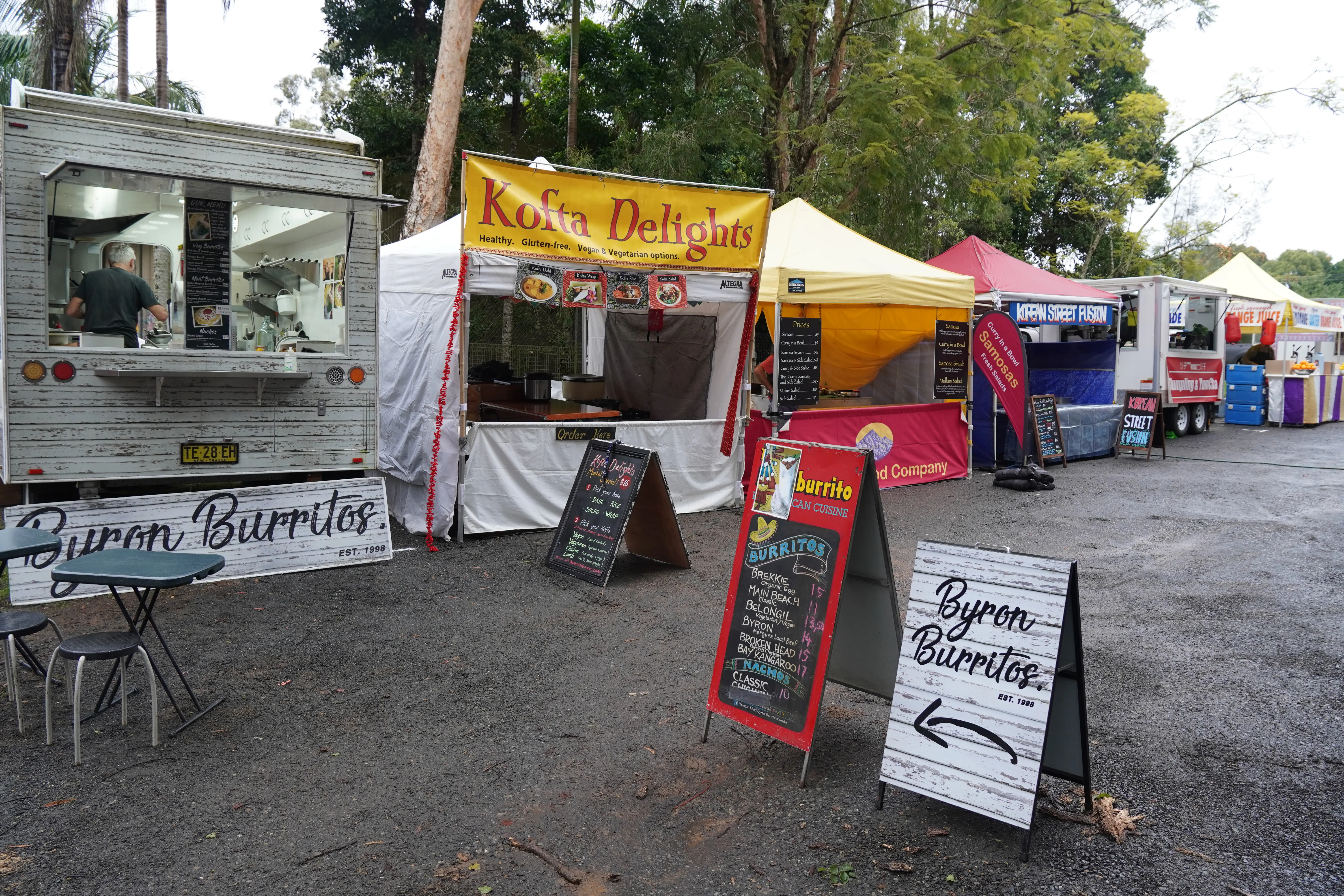 Neighbouring stalls near Pocket Rice at Bangalow Markets