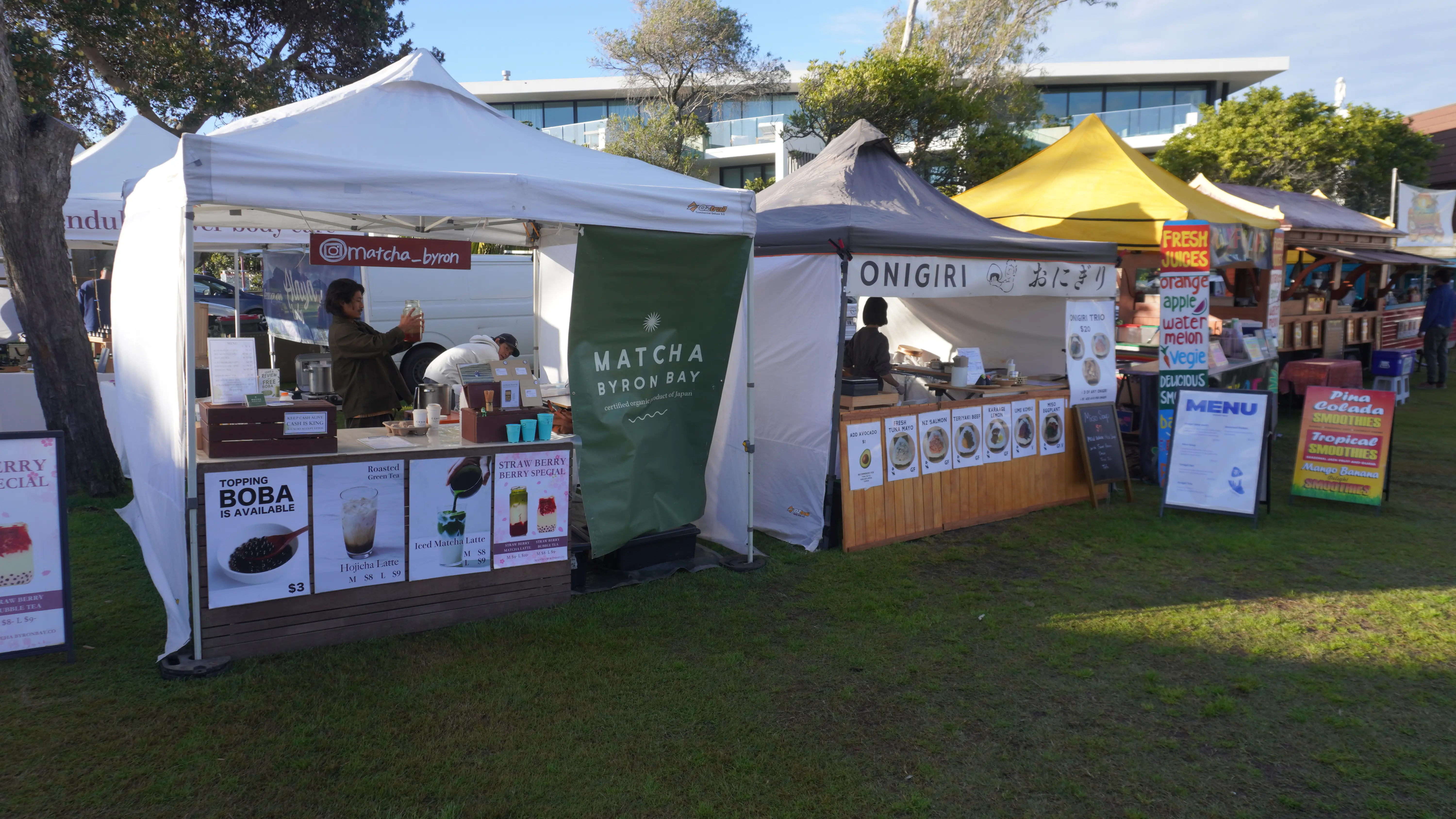 Pocket Rice stall beside Matcha Byron at Byron Bay Beachside Market