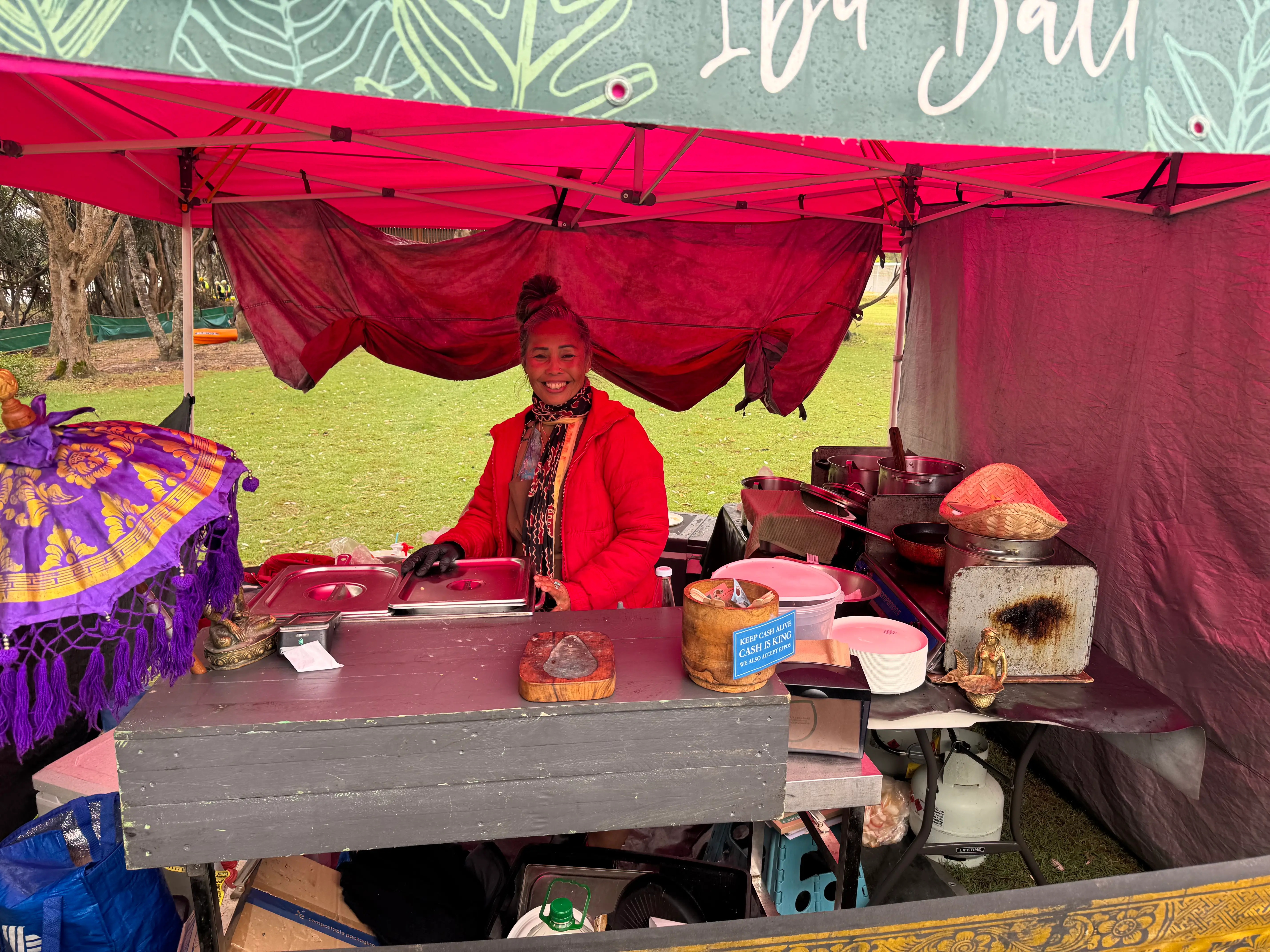 Ibu Bali Indonesian vegan food stall at Byron Community Market