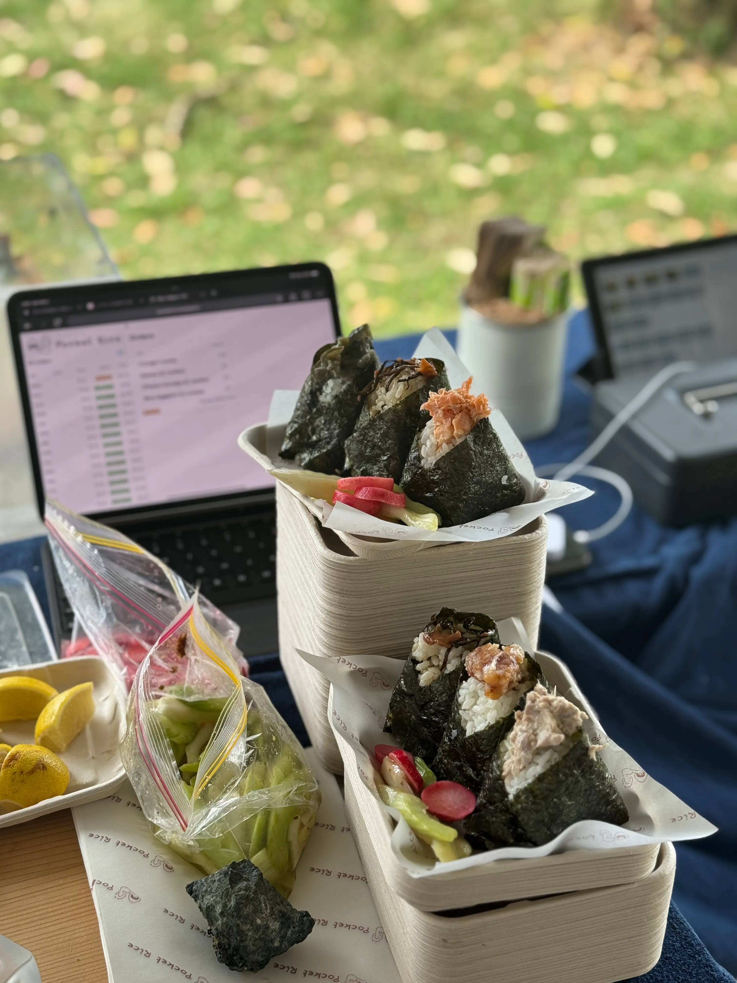 Pocket Rice onigiri displayed at a Byron market stall