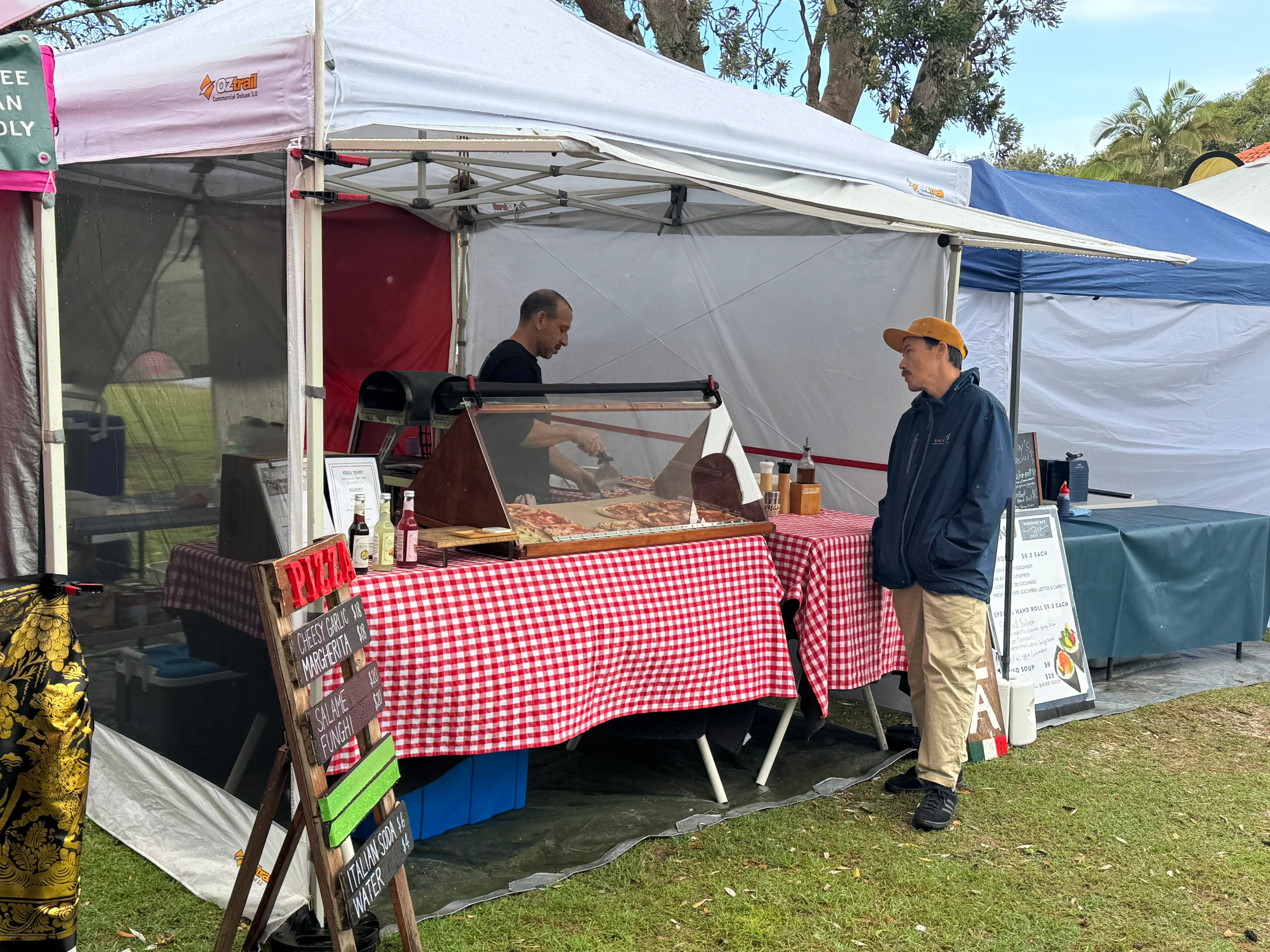 A pizza stall at Byron Community Market